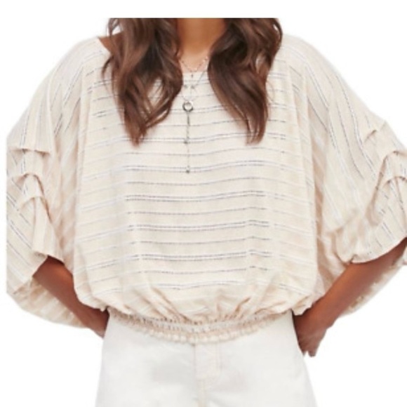 Free People Tops - Free People Striped Eyelet Top